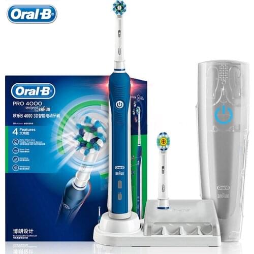 Oral B Pro4000 3D Smart Electric Toothbrush D20525 Pressure Sensor 4 Modes 48800 Times Brushing/Min Teeth Whitening Deep Clean