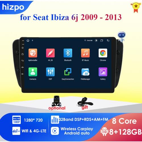 Ossuret Android 10 Car DVD Radio For Seat Ibiza 6j 2009 2010 2012 2013 GPS Navigation 2 Din Screen radio Audio Multimedia Player