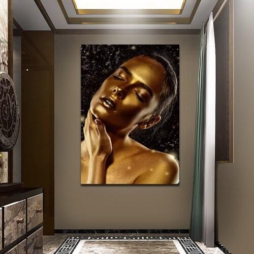 Golden Makeup Women Canvas Paintings Posters and Print Nordic Style Wall Art Pictures Scandinavian Cuadros for Living Room Decor