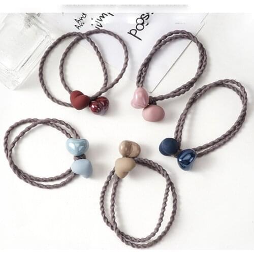 Sweet Korean Style Heart Shape Hair Ring Rope Headwear Elastic Rubber Bands Simple Ponytail Holder Women Girl Hair Accessories