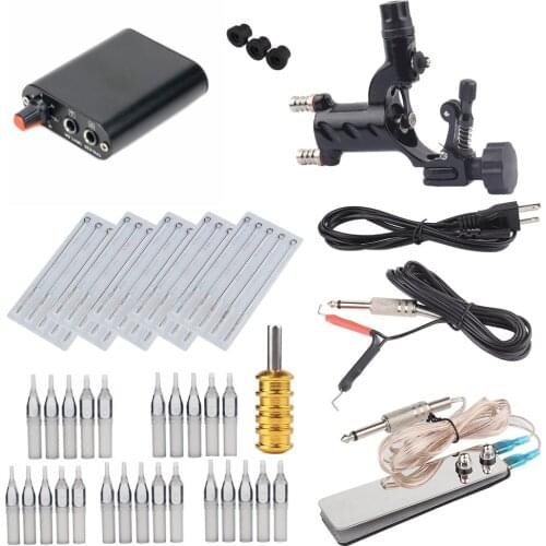 Rotary Tattoo Machine Shader Liner With Tattoo Needle and Disposable Tattoo Tips Tattoo Power Supply Tattoo Kit Free shipping