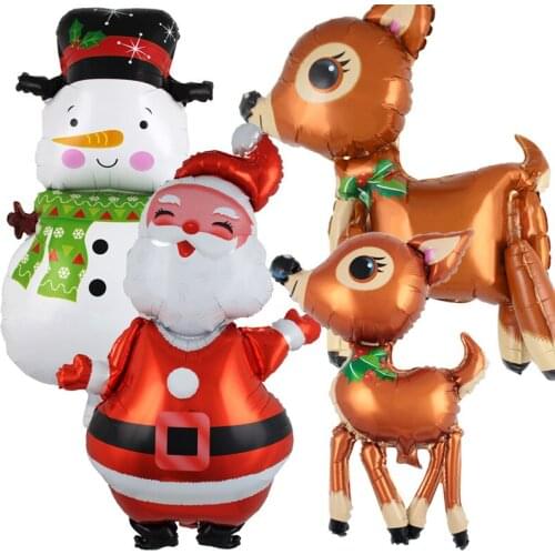 Christmas Aluminum Foil Balloon Santa Claus Balon Snowman Xmas Elk Baloon 2 Styles Kids Favor Noel Decor Merry Christmas Balon