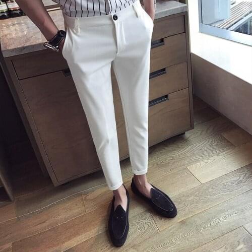2021 Spring Autumn Mens Business Suit Pant Male Pants Ankle Length Casual Slim Formal Trousers Pencil Pants Office Pants F128