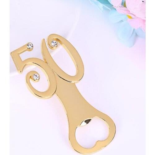 10 pieces/lot)Wedding Party Giveaway Gold Bottle Opener 50th Anniversary Birthday Souvenir For Guest Wedding & Engagement BO036