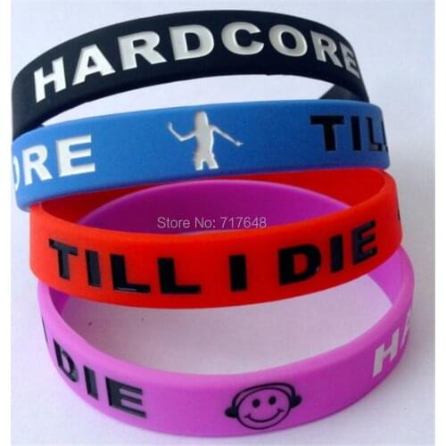 300pcs HARDCORE TILL I DIE Wristband Silicone Bracelets free shipping by FEDEX