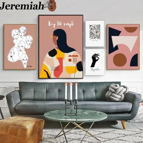 Abstract Girl Canvas Painting Geometric Graphic Poster Wall Background Art Nordic Room Home Decoration