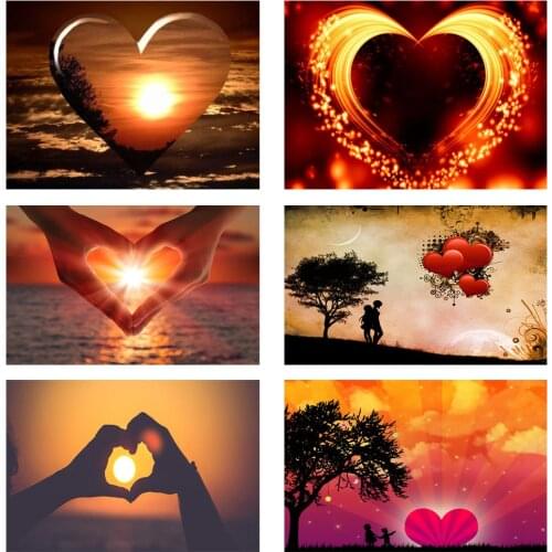 5D Diy Diamond Painting Love heart Sunset Kit Set Full Round Drill Diamond Embroidery Mosaic Cross Stitch Home Decoration