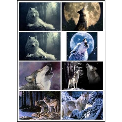 LIPHISFUN Needlework Diamond Painting Diamond Embroidery Full Drill Home Decoration Square/round Animal Wolf Snow
