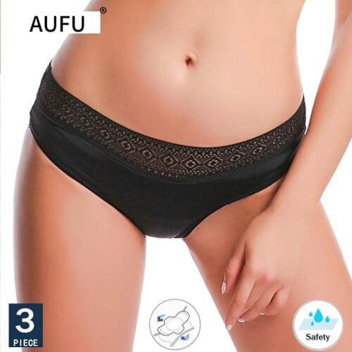AUFU Four Layers Period Panties New Leakproof Menstrual Panties Physiological Antibacterial Briefs Sexy Lace Underwear Women