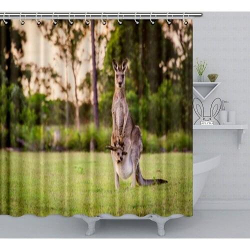 Aplysia Australia Kangaroo Shower Curtain 72 x 72 Inches Extra Long Waterproof Bath Decor Curtain Customized Home with Hooks
