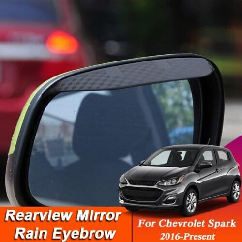 Car-styling For Chevrolet Spark 2016-Present Carbon Fiber Rearview Mirror Eyebrow Rain Shield Anti-rain Cover External Sticker