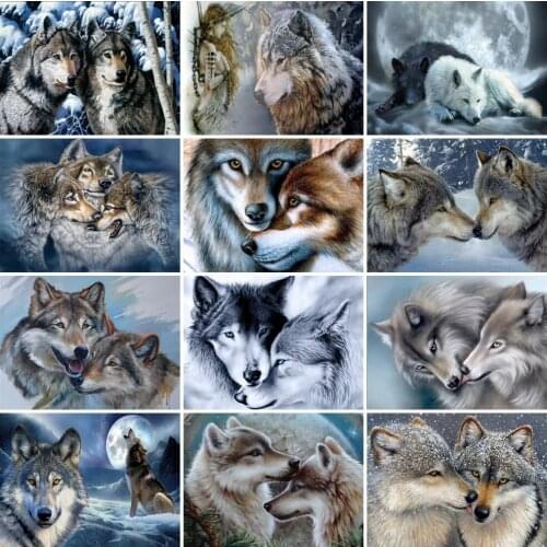 AZQSD 40x50cm Paint By Numbers Wolf Winter Snow Handicraft Gift Oil Painting Drawing On Canvas Animals Living Room Decoration