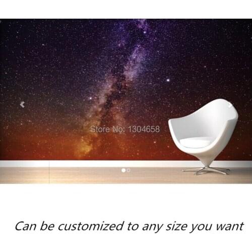 Free shipping custom murals Purple and Orange Galaxy Wallpaper Mural bedroom, living room TV backdrop wallpaper