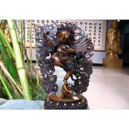 Fast shipping USPS to USA S2696 10 Tibet Buddhism Temole 100% Pure Bronze Copper Garuda Bird God Buddha Statue