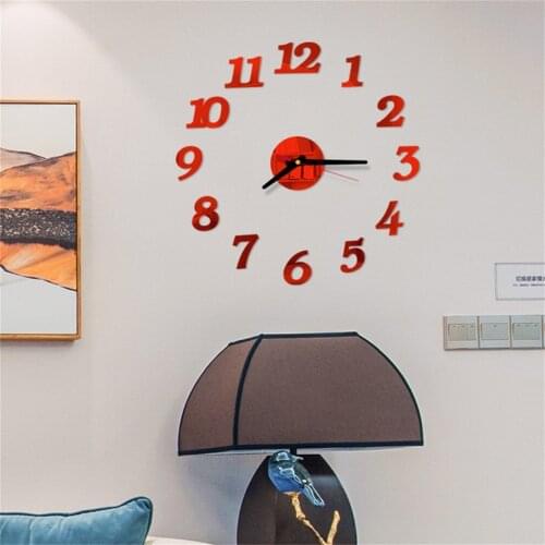 3D Digital Mirror Wall Sticker Clock Home Decoration Mural Decals Cafe Decoration Wall Clock Simple Nordic Style 2020