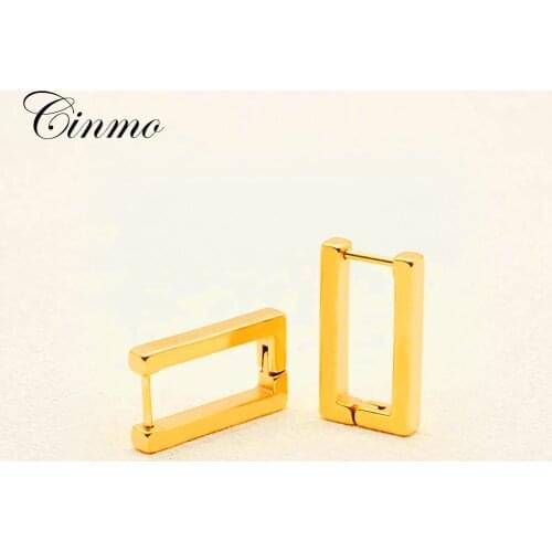 Cinmo Stainless Steel Piercing Earrings Rectangle Gold Punk Gothic Rock Stud Earrings For Men Women Wholesale Party Ear Jewelry