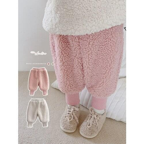 Childrens Winter Fur Pants For Girls Thickening Warm Harem Pants Cotton-Padded Long Trousers Girls Clothing 2 4 5 6 7 8 Years