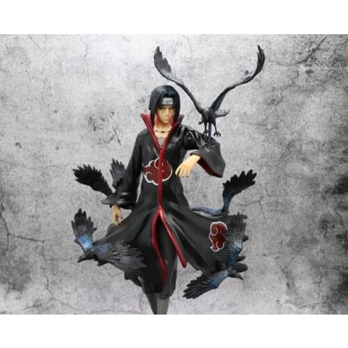 26CMNew Anime Naruto Uchiha Itachi PVC Action Doll GK and Naruto Crow Doll Boxed Model Decoration Toy Childrens Gift Collection