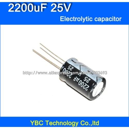 Free Shipping 100pcs/lot 25V 2200uF Electrolytic Capacitor 13*21mm