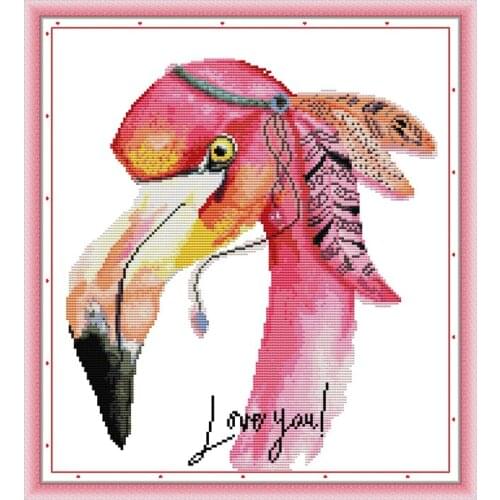 Flamingo cool cross stitch kit aida 14ct 11ct count printed canvas stitches embroidery DIY handmade needlework