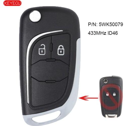 KEYECU Modify 2Button Flip Remote Key Fob 433MHz ID46 for Chevrolet Aveo Cruze Orlando P/N: 5WK50079