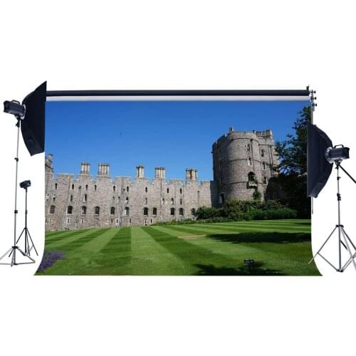 Marthas Castle Backdrop European Archiculture Palace Backdrops Royal Countyard Green Grass Meadow Spring Photography Background