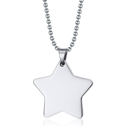 2021 Fashion Titanium Steel Material Glossy Lettering Pentagram Pendant Medical Simple Tag Necklace Suitable For Women And Men