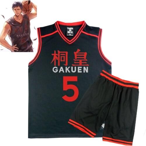 Anime Kuroko no Basuke Basket Cosplay GAKUEN School Uniforms Aomine Daiki Men Jersey Sportswear T-shirt Shorts NO 4.5.6