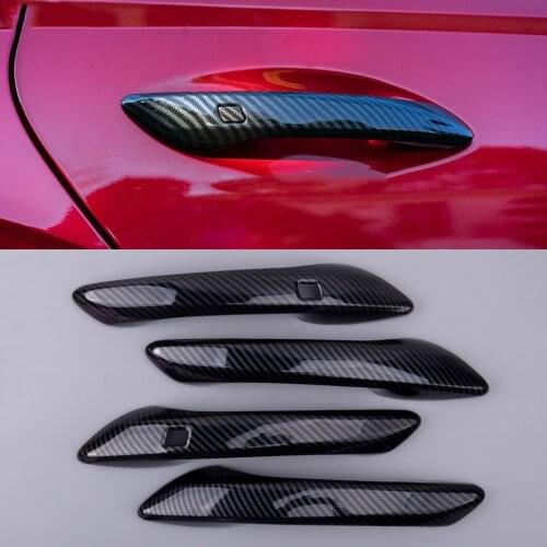 4pcs/set ABS Plastic Carbon Fiber Texture Door Handle Panel Cover Trim fit for Hyundai Sonata DN8 2020
