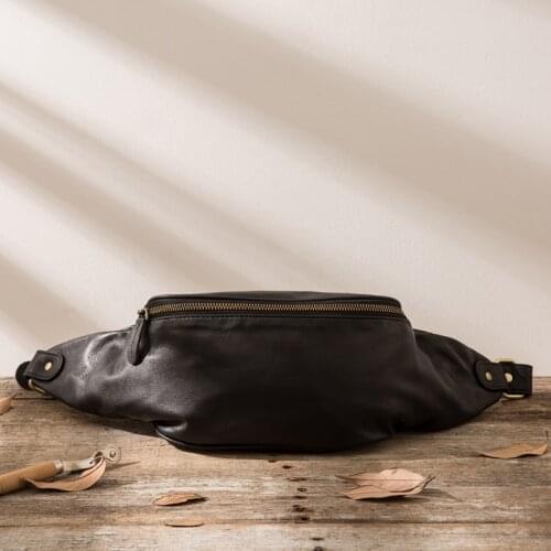 New Mens Genuine Leather Waist Bag Casual Outdoor Diagonal Cross Bag Mobile Phone Leather Shoulder Multifunctional Chest Bag
