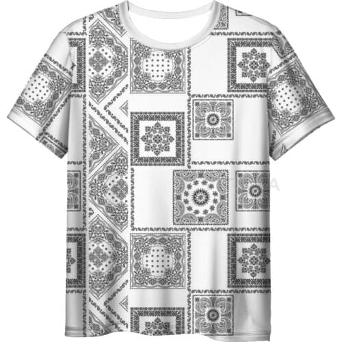 New Fashion Bandana 3D Print Paisley Mens Womens T-shirt Casual Style Design Short Sleeves Summer Handsome Tee V8