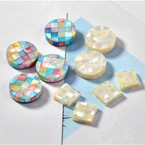Natural Mother Of Pearl Shell Beads For Women Mix-Color Mosaic Round Square Seashell Beads For DIY Earrings Jewelry Accessories