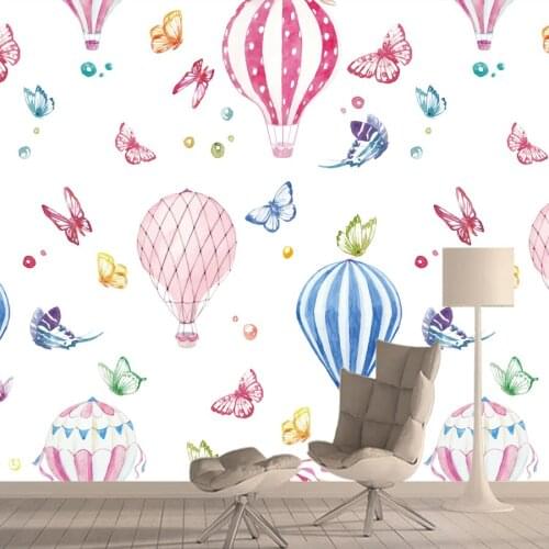 Custom Photo Wallpaper Modern Cartoon Kids Balloon Butterfly Backdrop Wall Living Room TV Sofa Home Decor Mural Wall Paper 3 D