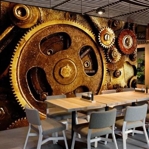 Custom 3 d Wallpaper for Walls Abstract Gear Wall Picture Dining Desktop Wall Mural Vintage Europe Industrial Modern Wallpaper