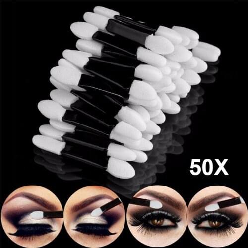 Dropshipping 50pcs Professional Double Ended Disposable Eyeshadow Pen Sponge Make Up Supplies Cosmetic Brushes SMJ