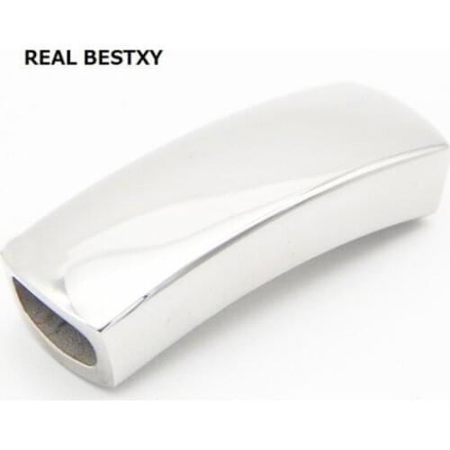 REAL BESTXY 10pcs/lot Jewelry DIY accessory stainless steel metal Curve Flat magnetic clasp for flat leather bracelet necklace