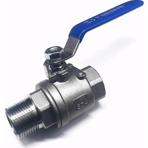304 Stainless Steel Two Piece Ball Valve 1/4 3/8 1/2" 3/4" 1" 2" BSP Female And Male Thread Water Gas Oil Switch Fitting Adapter