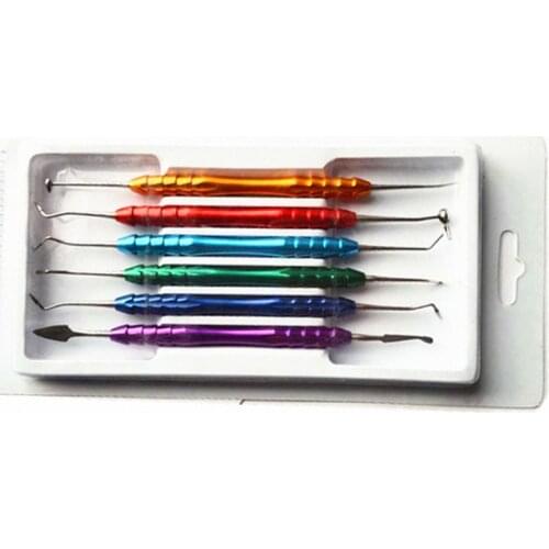 6 pcs Dental Composite Filling Spatula resin filler Stainless Steel Dental Instrument Dental Lab Equipment with colourful handle