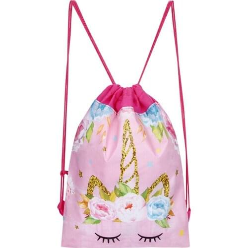 Unicorn Cartoon Non-Woven Fabric Drawstring Bags Wedding Baby Shower Happy Birthday Party Decoration Kids Supplie Gift Bags