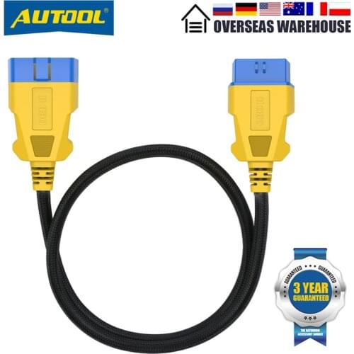 AUTOOL 100CM OBD2 Extension Cable Famale 16Pin with OBD Scanner Bluetooth Waterproof Nylon Strongthen Anti-Scalding Adapter