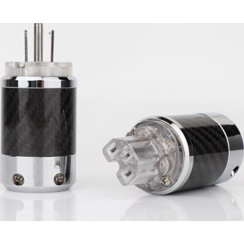Carbon Fiber Rhodium Plated US Power Plug Connector IEC Audio Plug HIFI