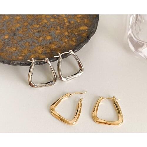 2021 Minimalist Square Hoop Earrings For Women Simple Trendy Geometric Wedding French Chic Chunky Brincos Statement Earrings