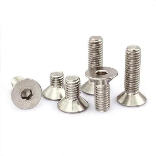 1/5/10/50pcs M1.6 M2 M2.5 M3 M4 M5 M6 M8 304 A2 Stainless Steel GB70.3 Hexagon Hex Socket Head Flat Countersunk Allen Bolt Screw