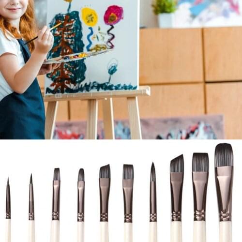 Paint Brushes Set for Art Acrylic Gouache Oil Watercolor Artist Canvas Synthetic Nylon Tips 10 Pack