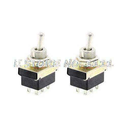 2 Pcs ON-ON 6-Terminals Double Pole Dual Throw Toggle Switch 3A/220VAC