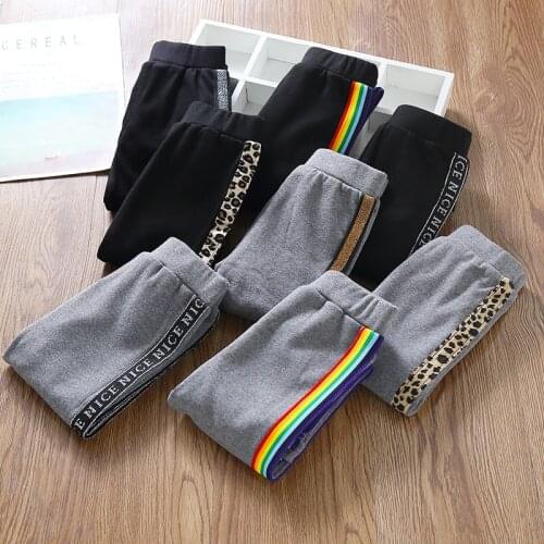 2020 Kid Pants Cotton Spring Casual Pants Side Fight Pattern Striped Leggings Girls Wild Pants Slim Pants