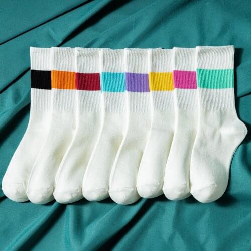 2021 Unisex Streetwear Hip Hop Woman Socks Cotton for Spring Autumn Winter Japanese Korean Styler Stripe Funny Socks Women 6701