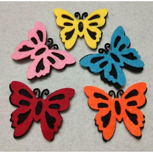 Pretty 5 Cancy Colors Butterfly DIY Nonwoven Felt Fabric for DIY project home kindergarten decoration 7x5.5cm