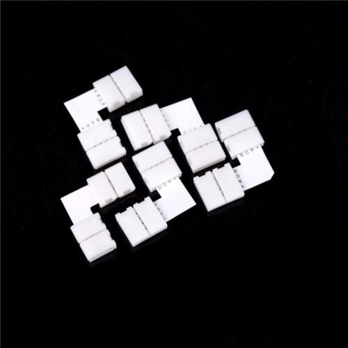 5pcs Hot 90 Degree L Shape 4 pin connectors for 12V 5050 10mm width Solderless Corner Connectors LED RGB Strip