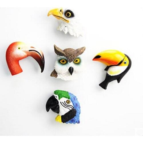 5 Pcs/lot Simulation 3D Birds Animals Fridge Magnet Home Decortion Message Board / Teaching Whiteboard Magnetic Stickers